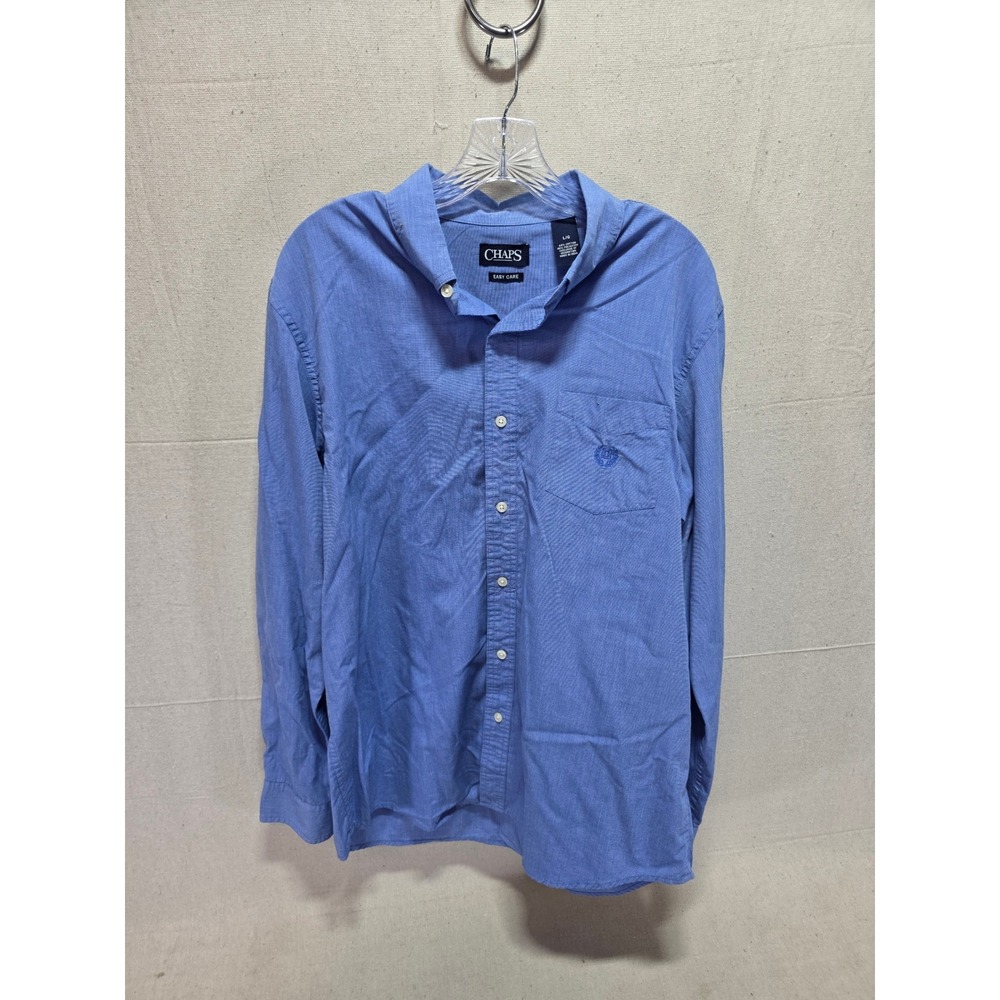 Chaps Mens Blue Easy Care Button Down Shirt Long Sleeve Large L 2862